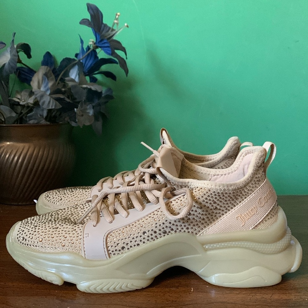 Juicy Couture Size 9.5 Adana Rhinestone Gold Sneakers